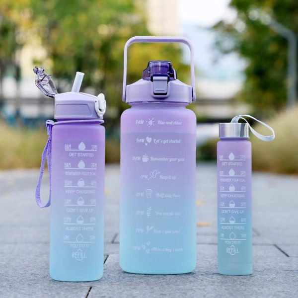 3 Pcs Water Bottles | Colorful Motivational Sports Water Bottle(random Color)