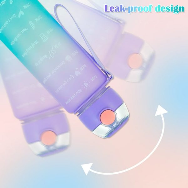 3 Pcs Water Bottles | Colorful Motivational Sports Water Bottle(random Color)