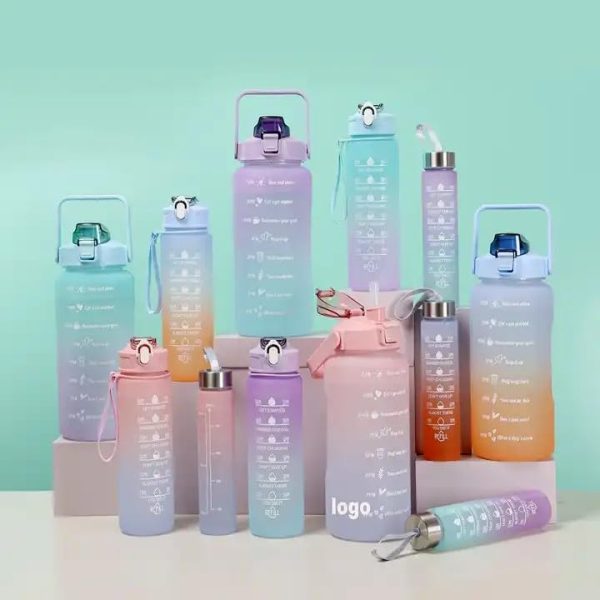 3 Pcs Water Bottles | Colorful Motivational Sports Water Bottle(random Color)