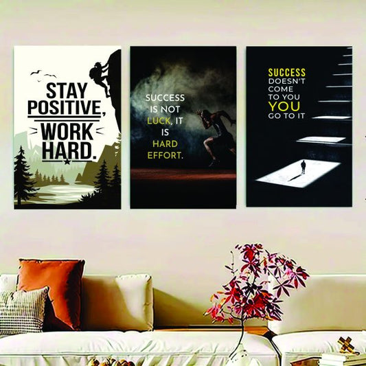 Set of 3 Luxury motivational Sticky Canvas Frames (8x11) – Modern Wall Décor / Sticky Photo Tiles