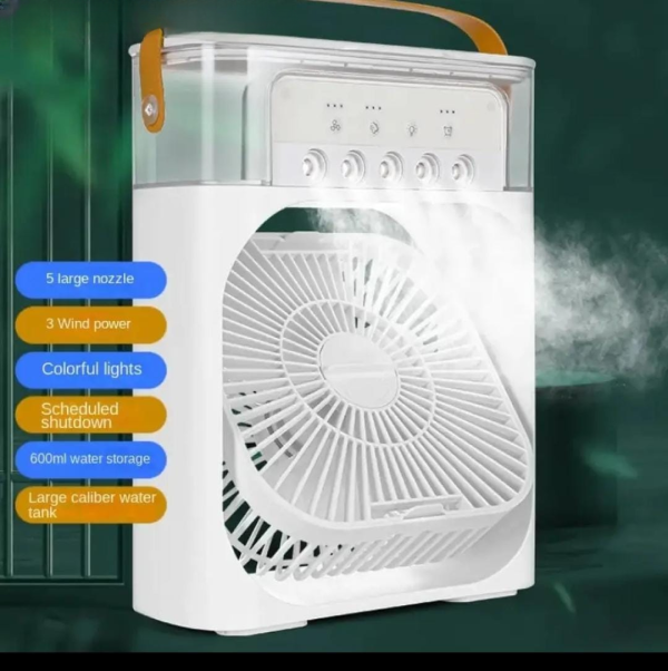 USB Portable Air Conditioner Fan with LED Night Light, Water Mist & Humidifier – 3-Speed Mini Cooler (Not Rechargeable, Random Color)