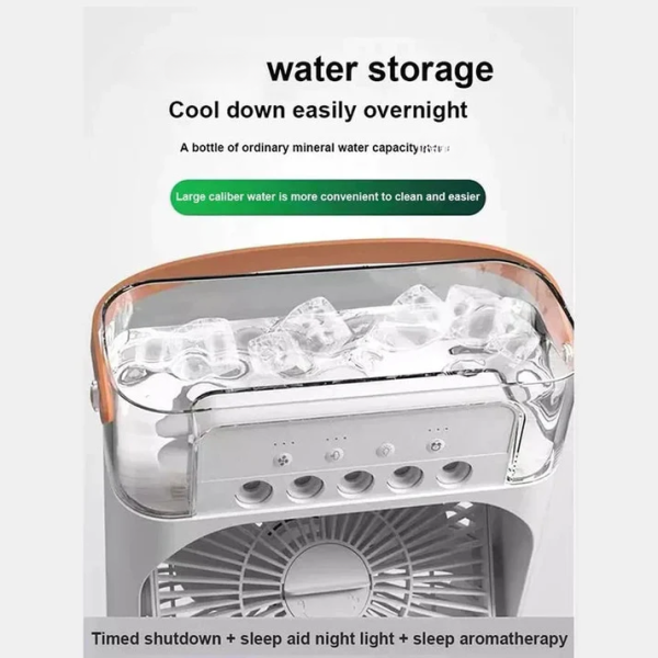 USB Portable Air Conditioner Fan with LED Night Light, Water Mist & Humidifier – 3-Speed Mini Cooler (Not Rechargeable, Random Color)
