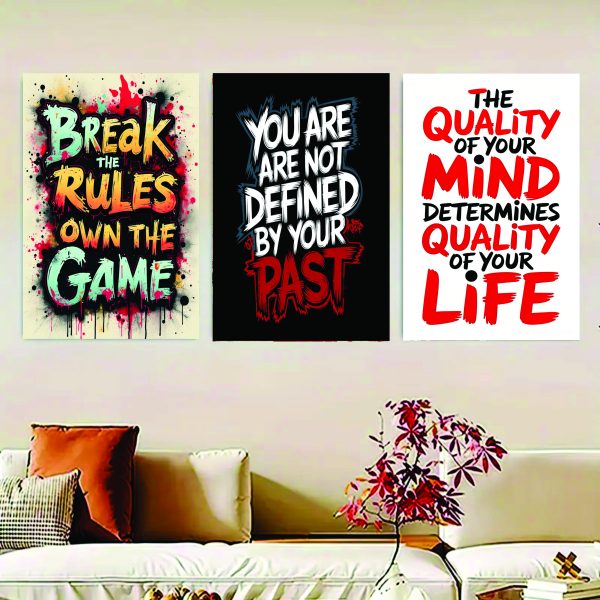Set of 3 Luxury motivational Sticky Canvas Frames (8x11) – Modern Wall Décor / Sticky Photo Tiles