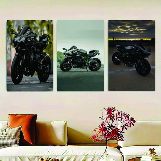 Set of 3 Luxury ninja h2r Sticky Canvas Frames (8x11) – Modern Wall Décor / Sticky Photo Tiles