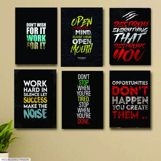 Set of 6 motivational Wooden Frames for Wall Decoration – Sticky Photo Tiles (8x11 inches)