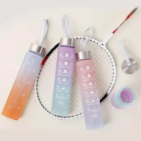 3 Pcs Water Bottles | Colorful Motivational Sports Water Bottle(random Color)